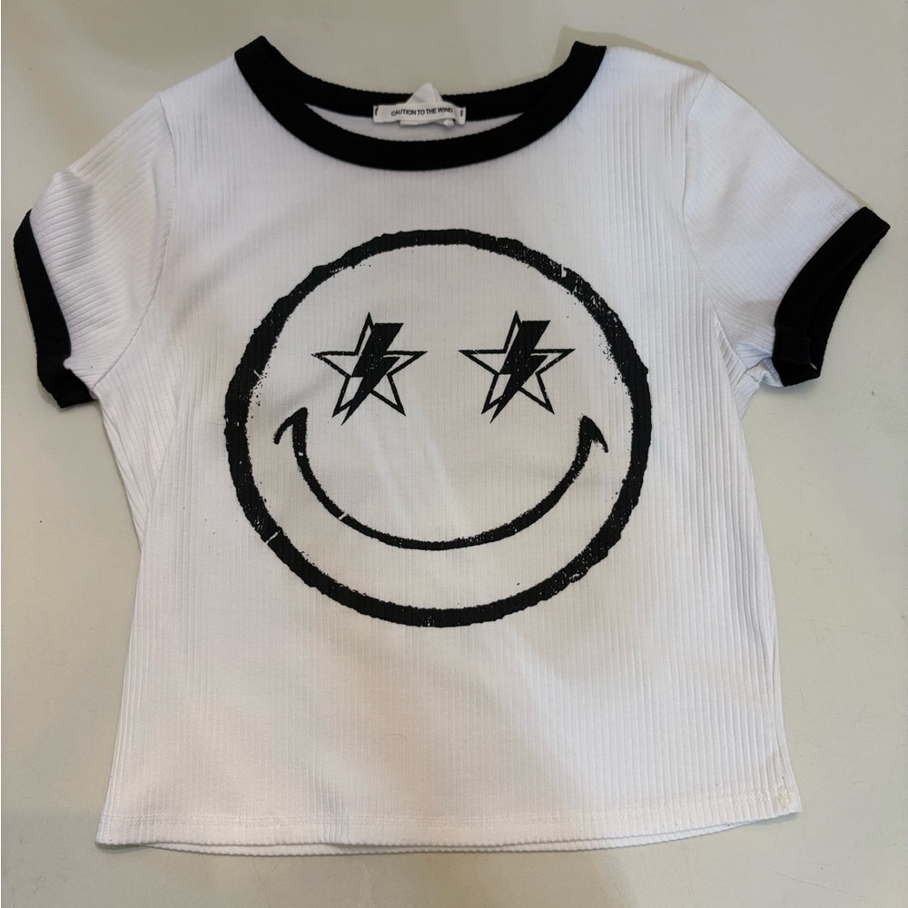 Smiley Face T-Shirt - White & Black